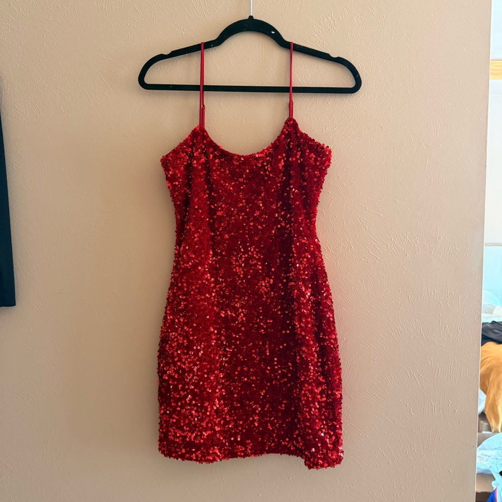 Red Sequin Mini Dress